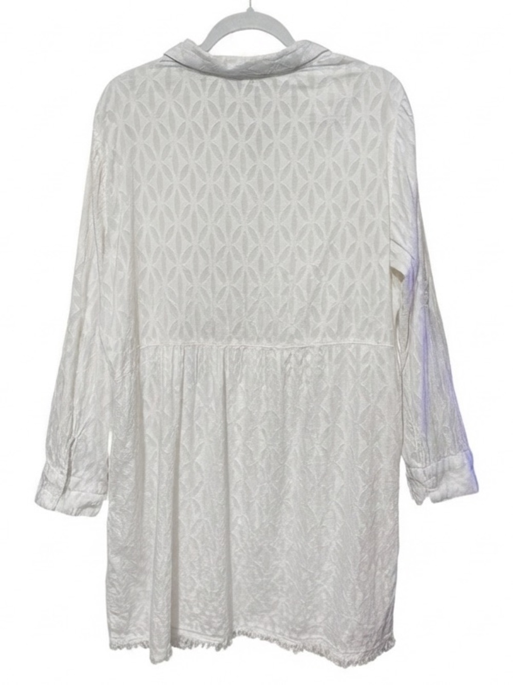 TOMMY BAHAMA Clip Jacquard Boyfriend Shirt Dress Cover Up L 22” p2p White $99 - Picture 7 of 9